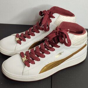 PUMA Mens Size 12 US High Top Maroon White Gold Casual Athletic Shoes Cavs Color